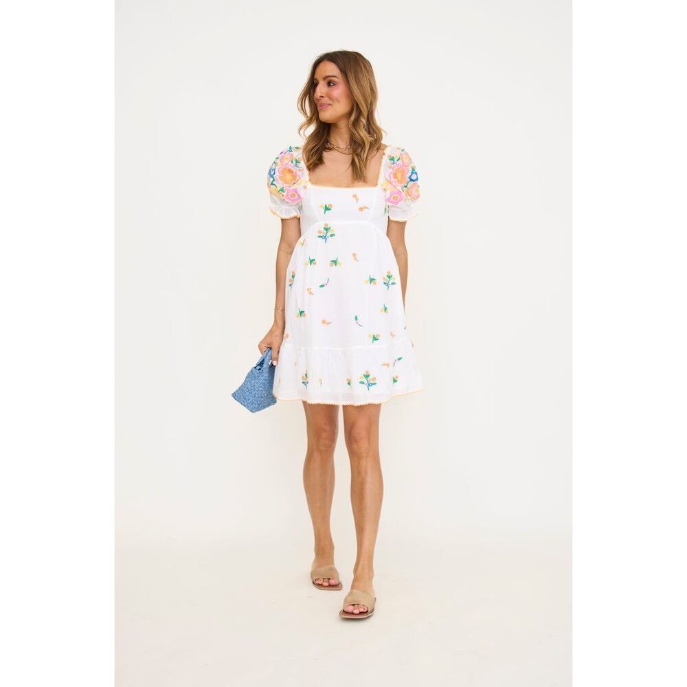 Jacquie the Label Julianna Embroidered Mini Dress Brunch Summer size S NWT - Picture 4 of 8